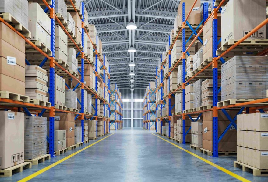 Palletstellingen in een distributiecentrum
